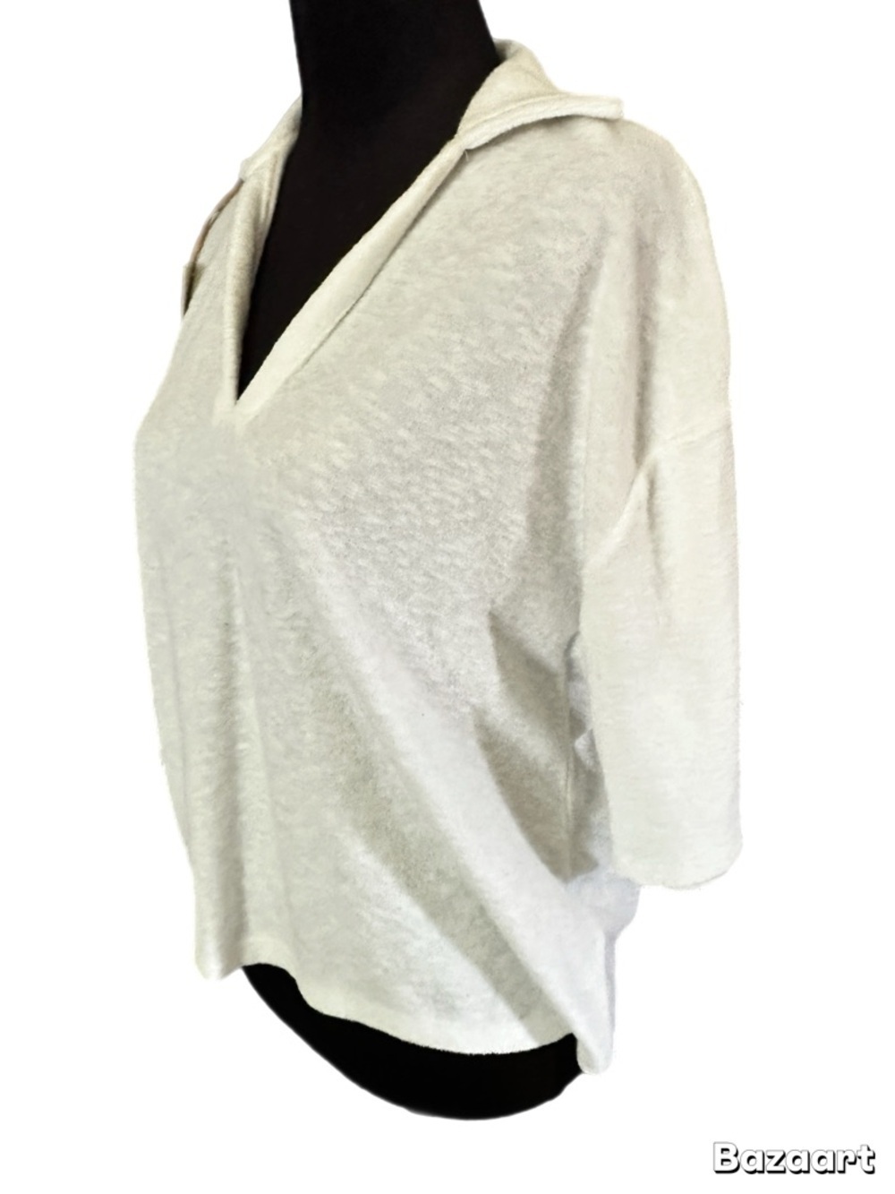 Cynthia Rowley Cream V-Neck Polo TerryClothTop size xL - Picture 2 of 13